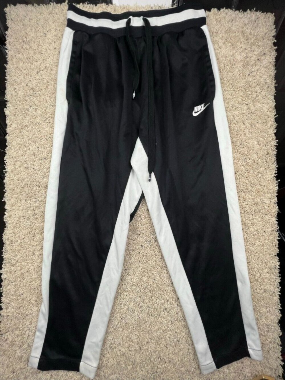 Nike Air Sweatpants Athletic Pants Mens Medium Black White Pockets Drawstring